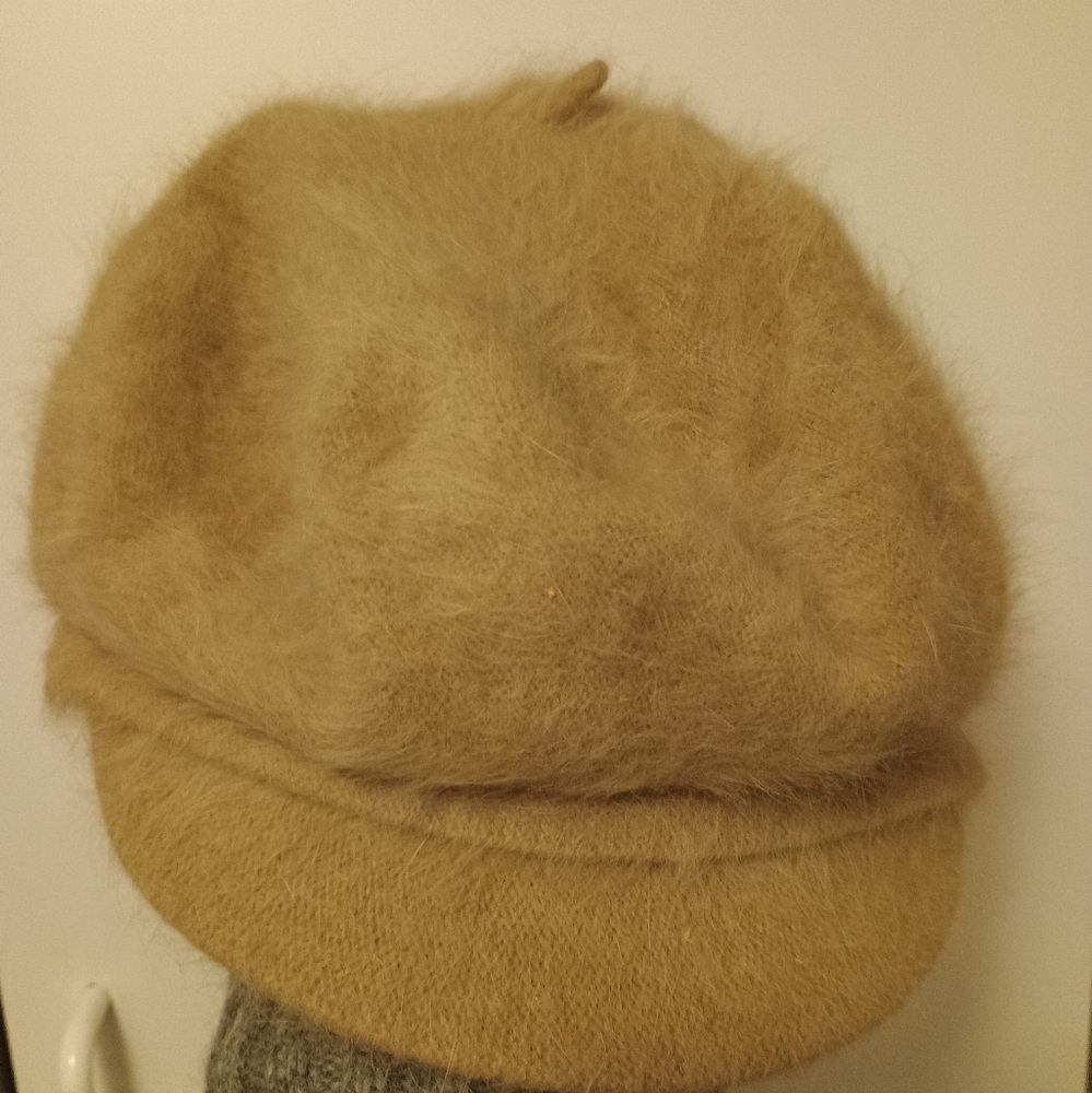 Vintage Angora Tan Newsboy Cap